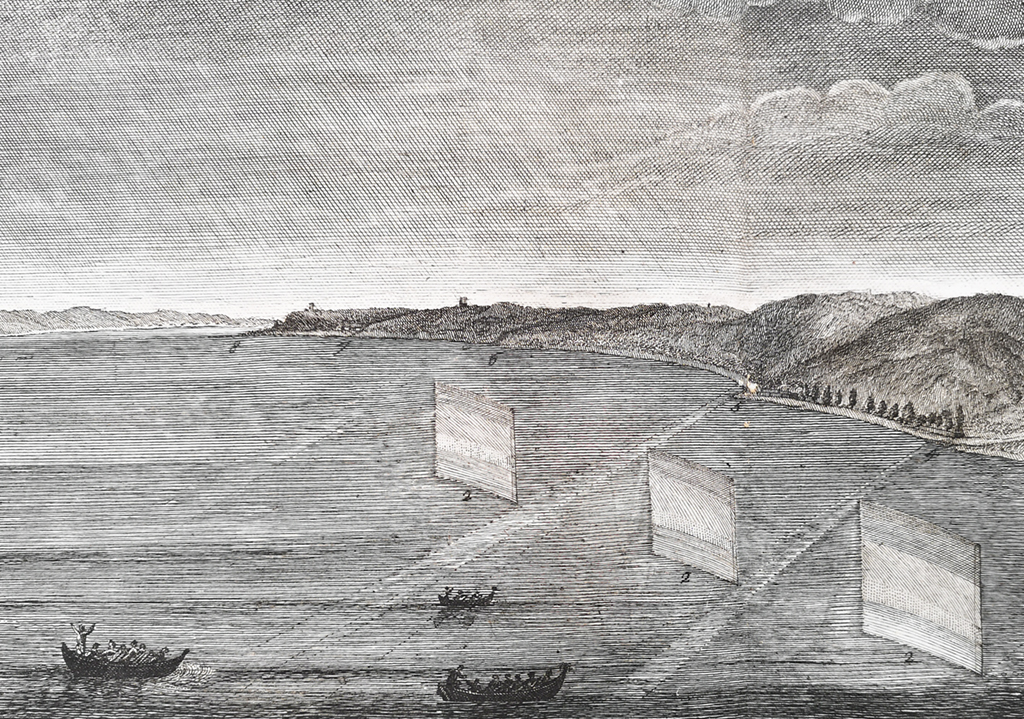 Fata Morgana. Detalj ur "Tavole naturali istoriche di Scilla e Cariddi e del Canale di Messina", 1775