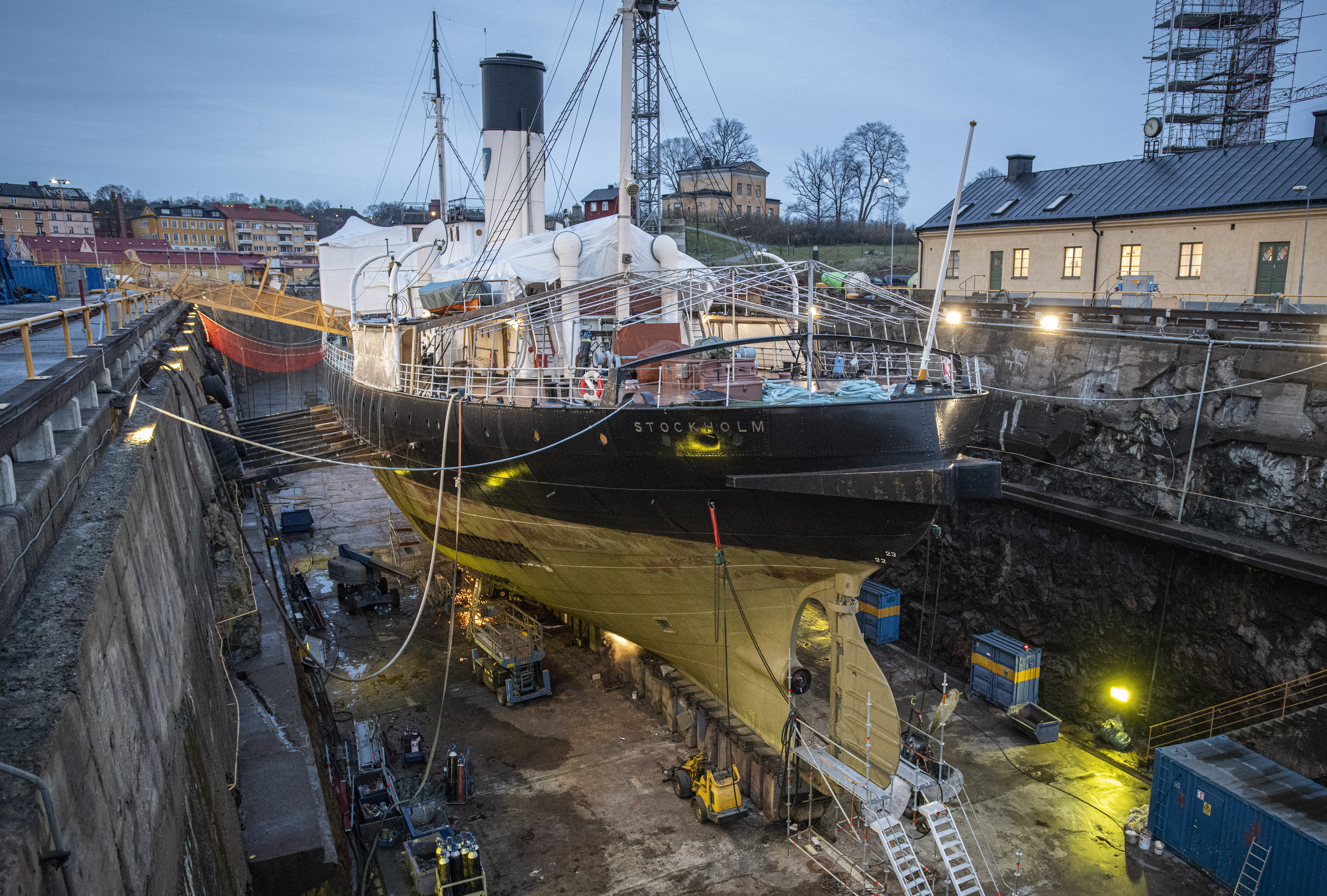 Isbrytaren Sankt Erik i anrika GV-dockan på Beckholmen